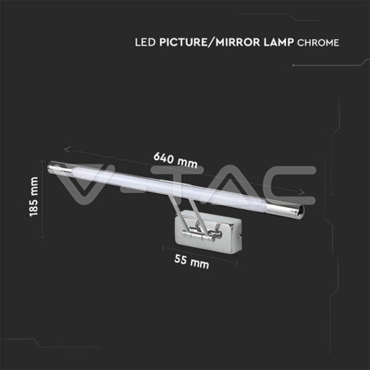 Lámpara para espejo 12W LED Cromo 3000K ф640mm - 5