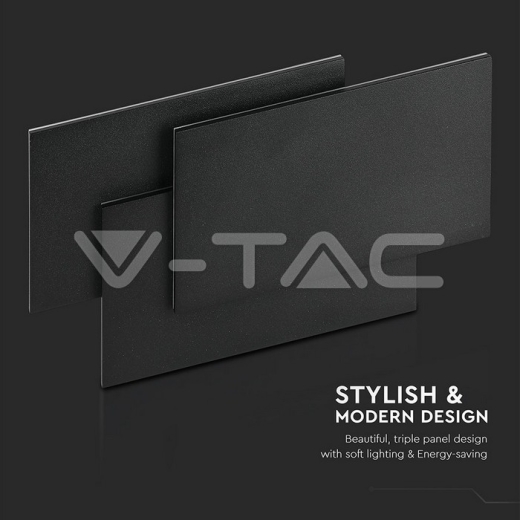 12W LED Wall Light Black Body Natural White - 6