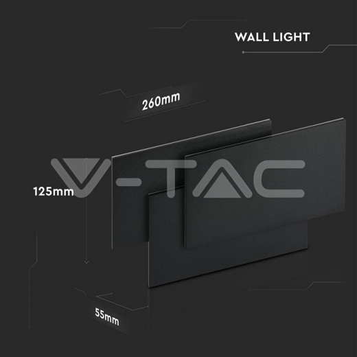 12W LED Wall Light Black Body Natural White - 8
