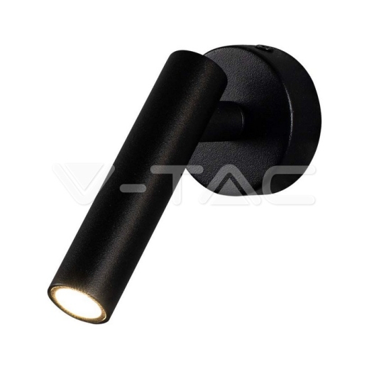 2W LED Wall Mounted Spotlight Round 3000K Black Body - 1