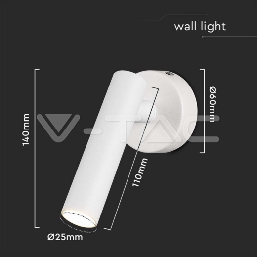 Foco LED de Pared 2W Redondo 3000K Cuerpo Blanco - 6