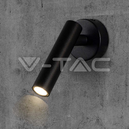 2W LED Wall Mounted Spotlight Round 4000K Black Body - 8