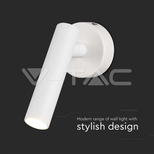 2W LED Wall Mounted Spotlight Round 4000K White Body - 2