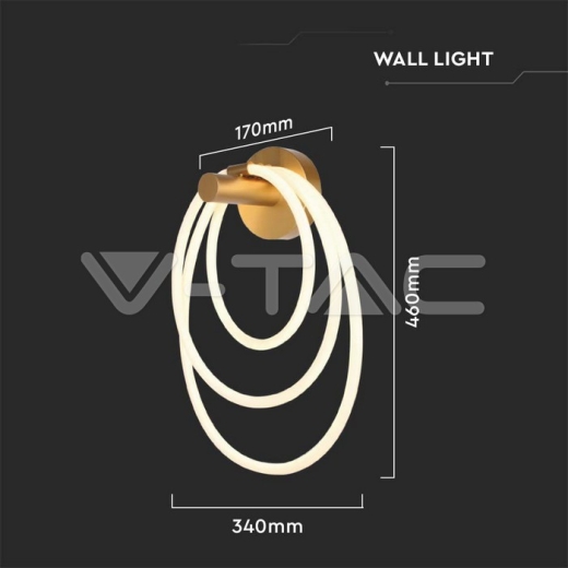 Aplique LED 36W 35*18*50cm Cuerpo Dorado 3000K - 4