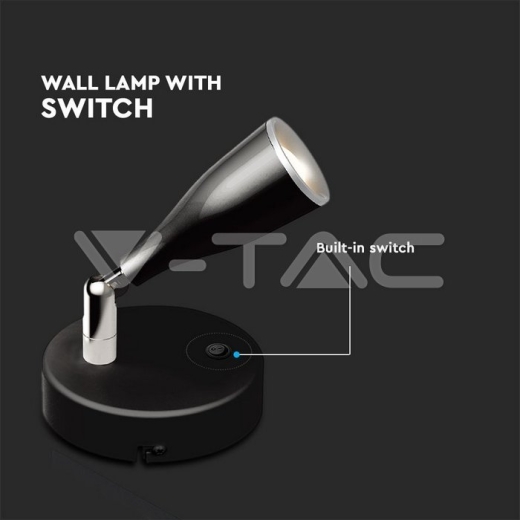 4.5W LED Wall Lamp 4000K Black With Switch - 5