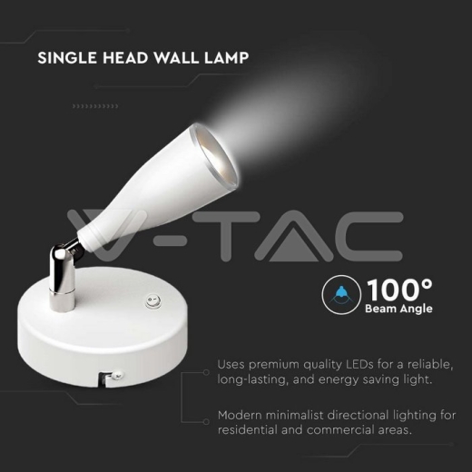 4.5W LED Wall Lamp 4000K White With Switch - 3