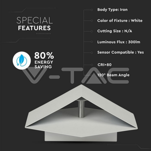 Lámpara de pared 3W Bridglux Chip cuerpo blanco 4000K - 5