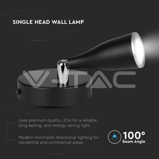 Lámpara de pared LED 4.5W 3000K Cuerpo Negro - 4