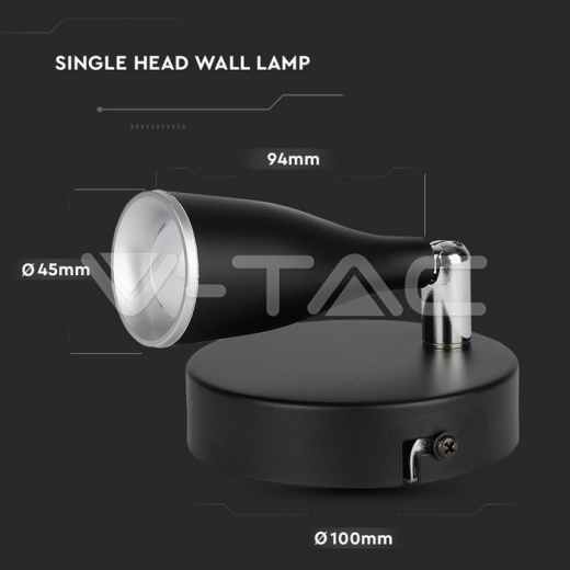 Lámpara de pared LED 4.5W 3000K Cuerpo Negro - 6