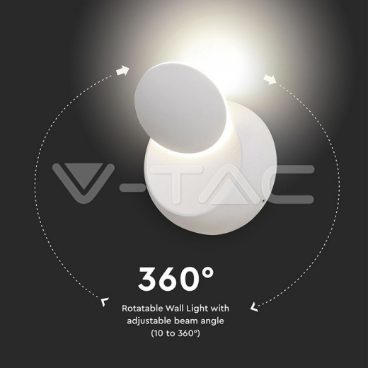 5W Wall Lamp With Bridglux Chip White Body Round 4000K - 7