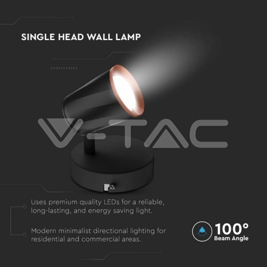 Lámpara de pared LED 6W 4000K Cuerpo Negro - 2