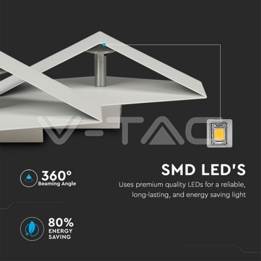 9W LED Wall Light White Body Natural White - 6