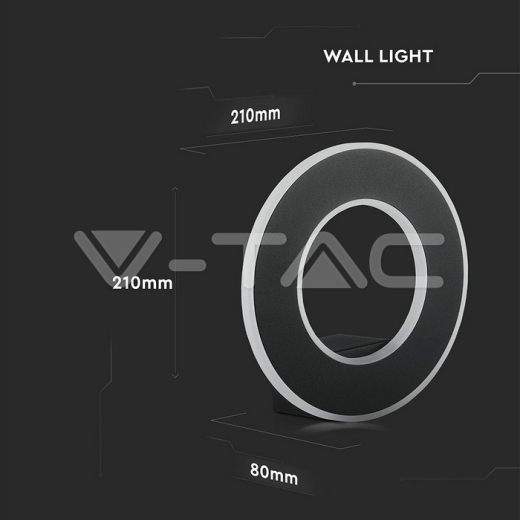 9W LED Wall Light Black Body Natural White - 9