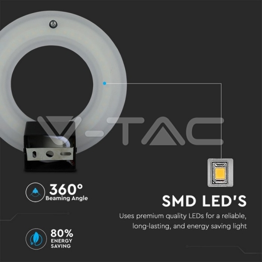 Lámpara de pared LED 9W Cuerpo Negro Luz Cálida - 6