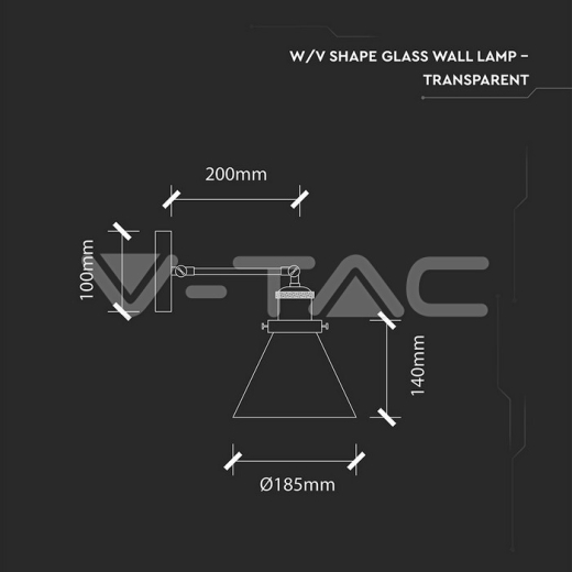 Lámpara de Pared Forma V Cristal Ф140mm - 3