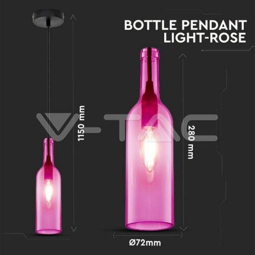 Bottle Pendant Light Rose - 4