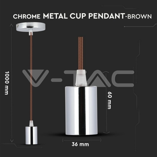 Chrome Pendant Light Brown - 6