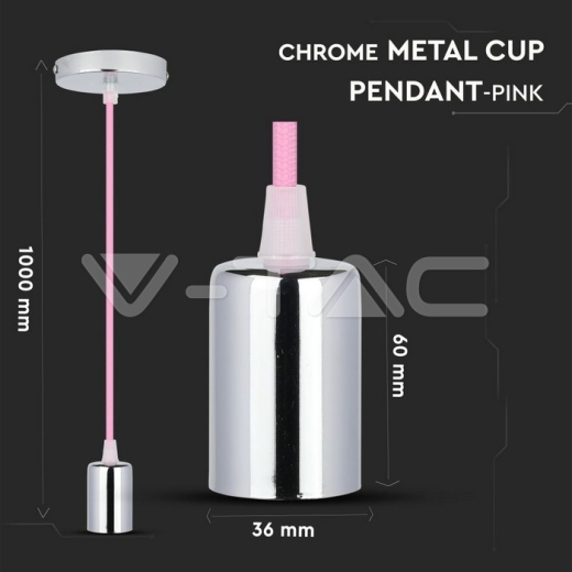 Chrome Pendant Light Pink - 6