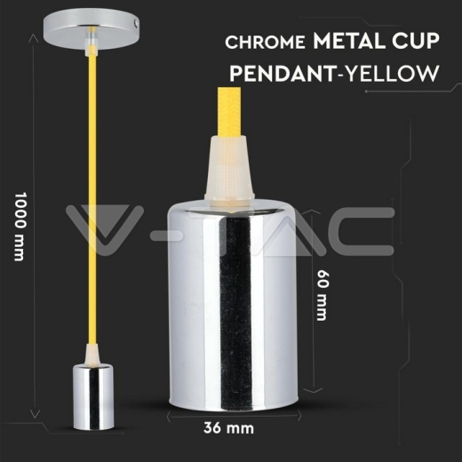 Chrome Pendant Light Yellow - 6