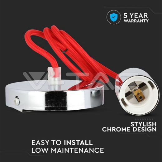 Chrome Pendant Light Red - 4