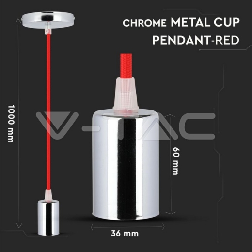 Chrome Pendant Light Red - 6