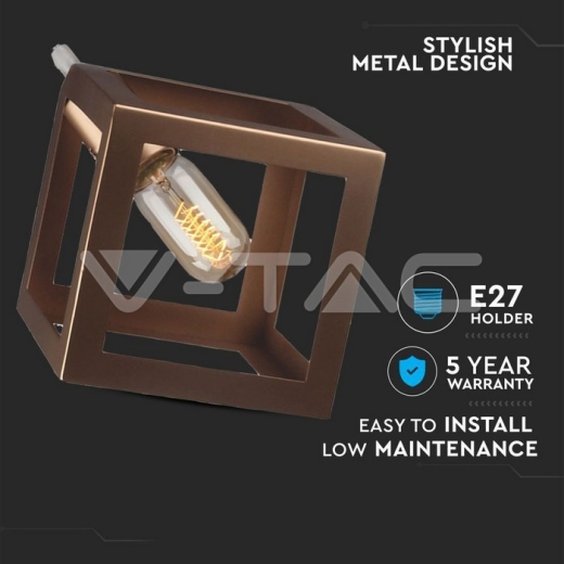 Geometric Pendant Light Champagne Gold Square - 2