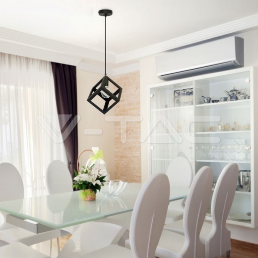 Geometric Pendant Light Matt Black Square - 6