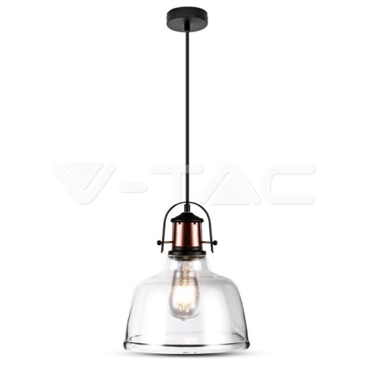 Glass Pendant Light Transparent Black Canopy - 1