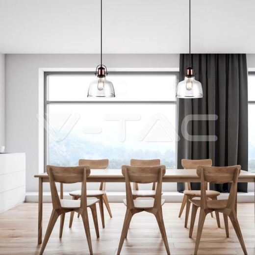 Glass Pendant Light Transparent Black Canopy - 5