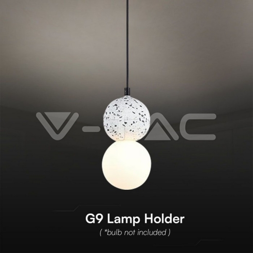 Portalámparas LED de Diseño Colgante Mármol + Cristal Cuerpo Blanco G9 - 3