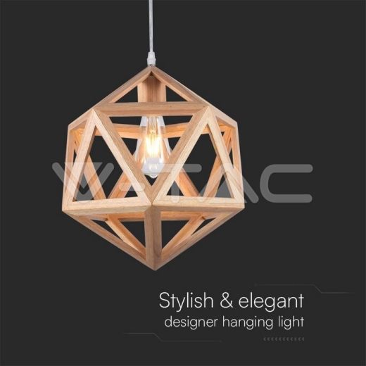 LED Designer Pendant Lampholder Wood Color Body D300 E27 - 2