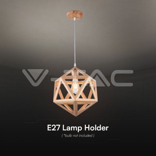 LED Designer Pendant Lampholder Wood Color Body D300 E27 - 3