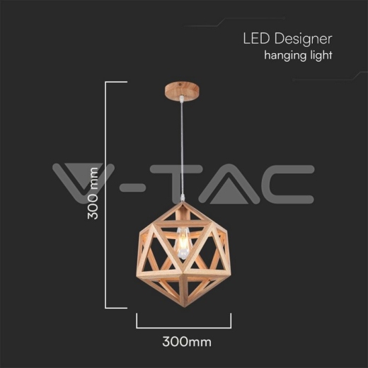 LED Designer Pendant Lampholder Wood Color Body D300 E27 - 4