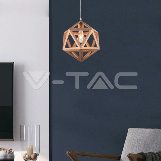 LED Designer Pendant Lampholder Wood Color Body D300 E27 - 5