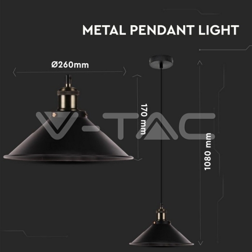 Metal Pendant Light Black - 3