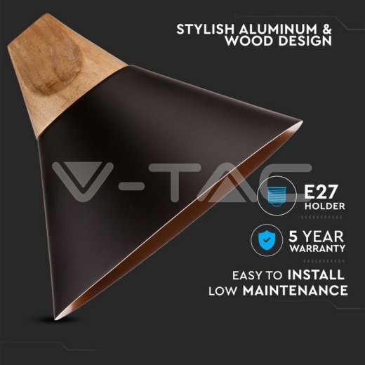 Modern Black Wooden Top Pendant Ф260 - 2