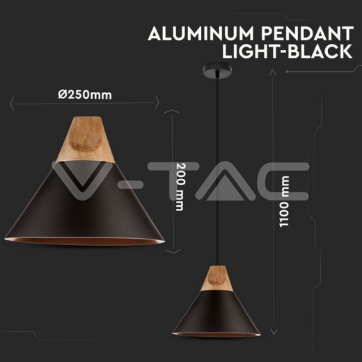 Modern Black Wooden Top Pendant Ф260 - 3