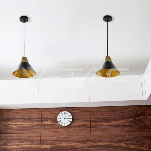 Modern Black Wooden Top Pendant Ф260 - 5