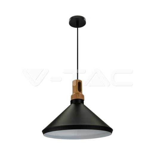 Modern Pendant Light Long Black Wooden Top - 1