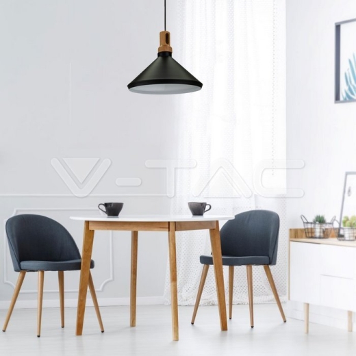 Modern Pendant Light Long Black Wooden Top - 6