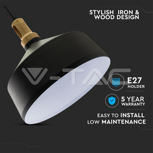 Modern Black Wooden Top Pendant Ф350 - 4