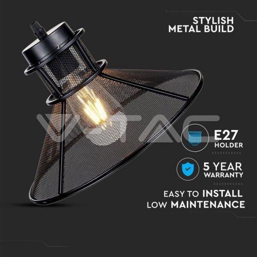 Pendant Light Black Metal V Shape Mesh - 2