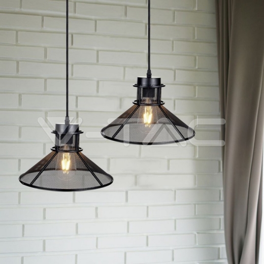 Pendant Light Black Metal V Shape Mesh - 5