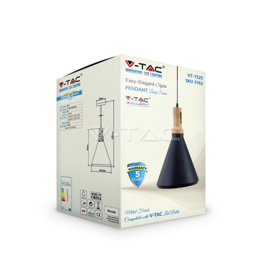 Modern Black Wooden Top Pendant Ф250 - 4