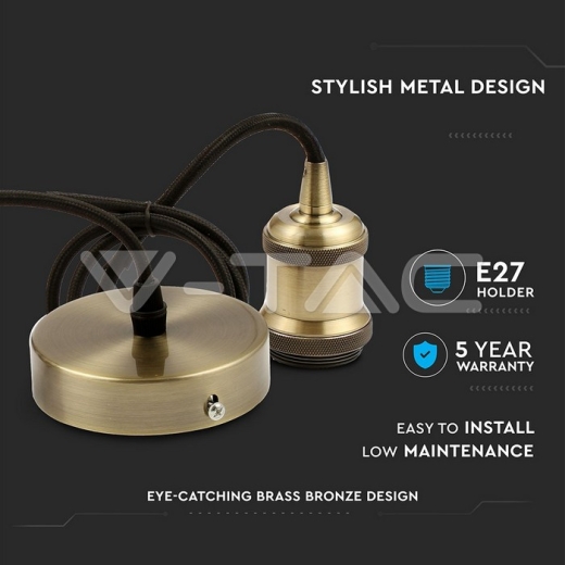 Pendant Light holder Brass Bronze - 5