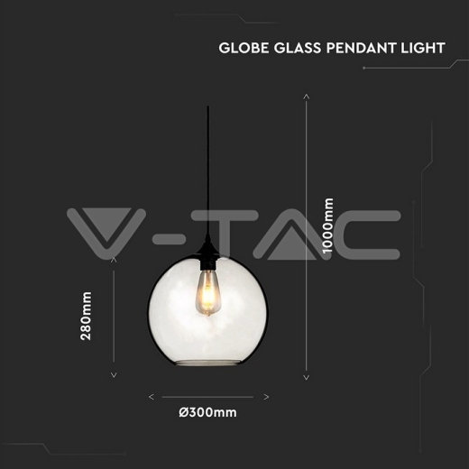 Pendant Light Globe Glass Transparent Ф300mm - 4