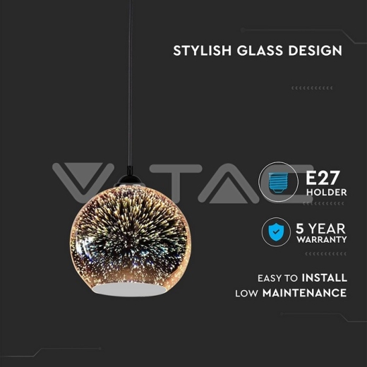 Colgante E27 cristal 3D 150mm - 2