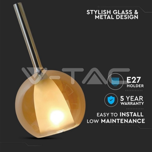 Pendant Light Modern Double Glass Amber+White Ф180mm - 2