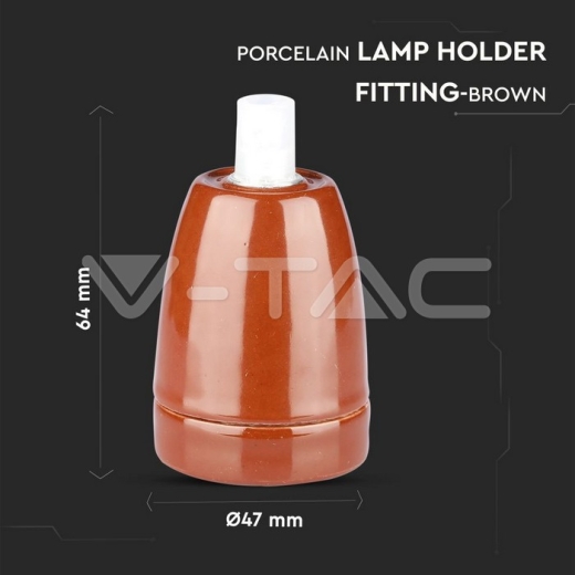 Porcelain Lamp Holder Fitting Brown - 5