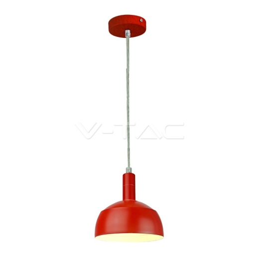 Plastic Pendant Lamp Holder E14 Slide Aluminium Shade Red - 1